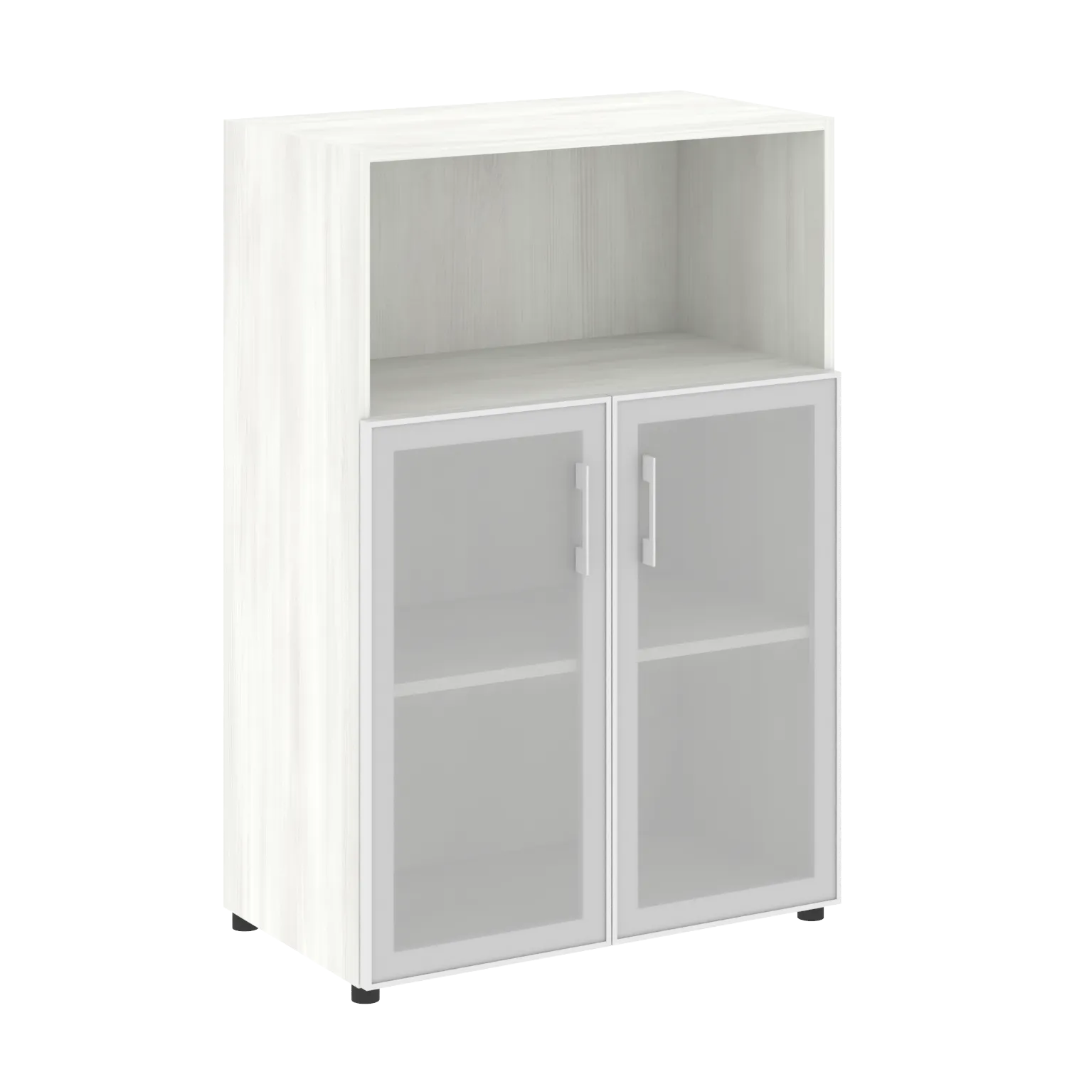 Шкаф средний широкий (2 низких фасада стекло в раме) Yalta LT.ST-2.2 R снежная патина